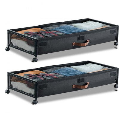 Under Bed Storage with Wheels 915x460x185 mm Rolling Storage Bags 2 Pack