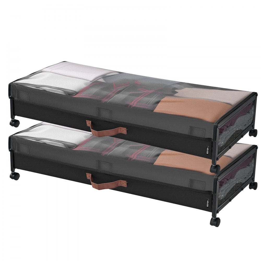 Under Bed Storage with Wheels 915x460x185 mm Rolling Storage Bags 2 Pack