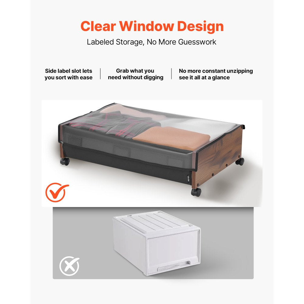 Under Bed Storage with Wheels 650x460x180 mm Rolling Storage Bags 2 Pack