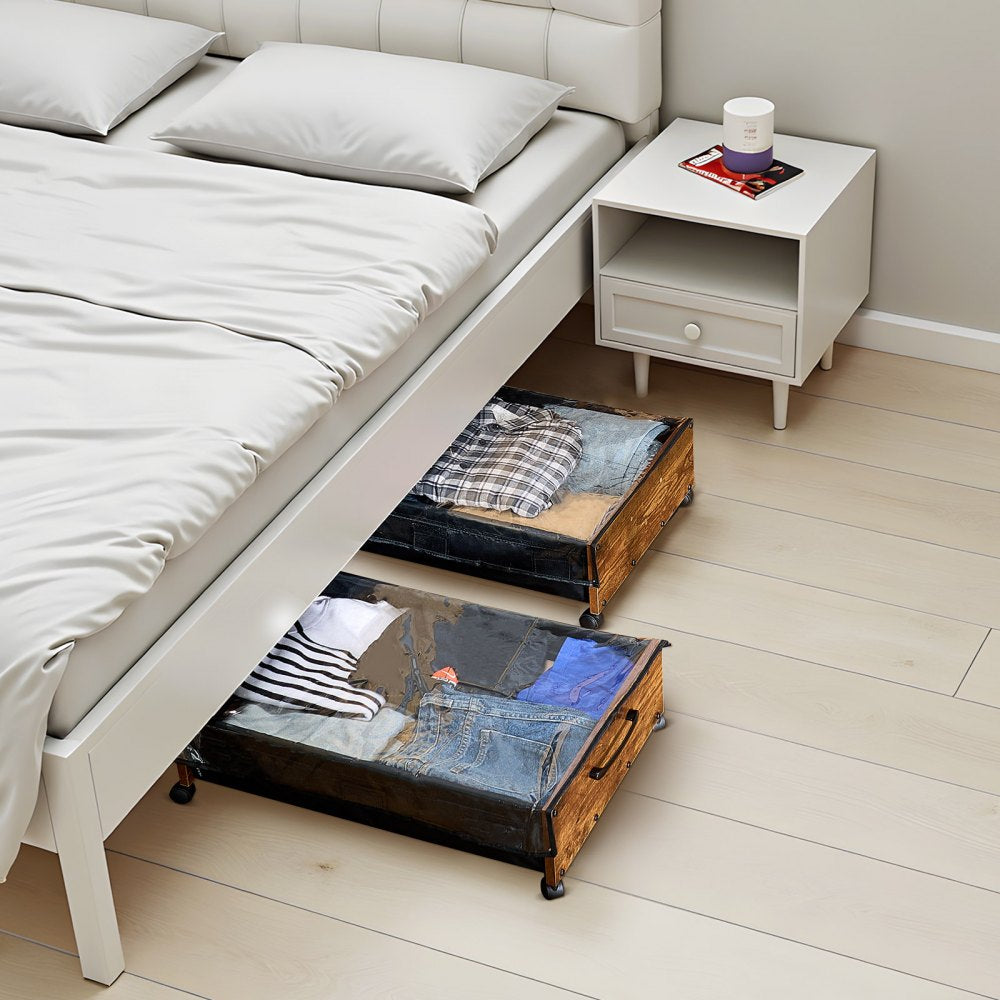 Under Bed Storage with Wheels 650x460x180 mm Rolling Storage Bags 2 Pack