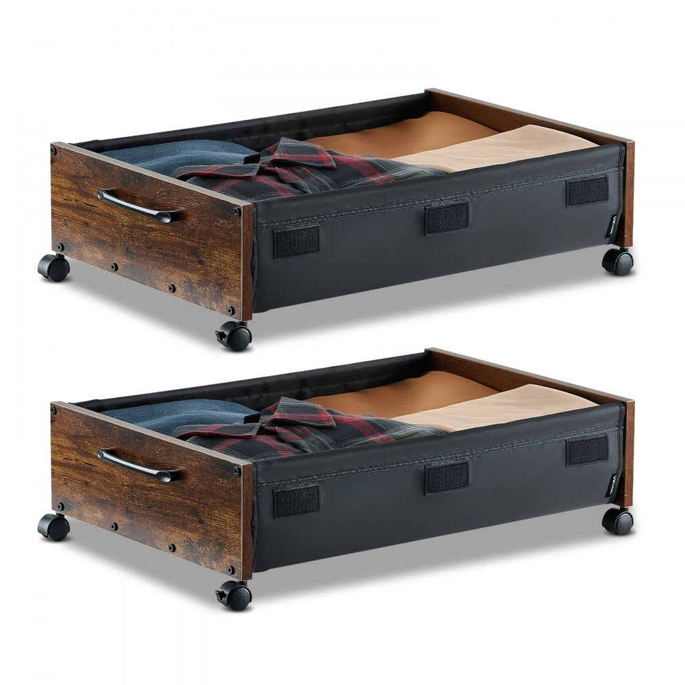 Under Bed Storage with Wheels 650x460x180 mm Rolling Storage Bags 2 Pack