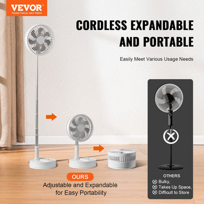 Compact 0.2m Foldable Oscillating Fan with Remote & 4 Speed Settings, USB Rechargeable