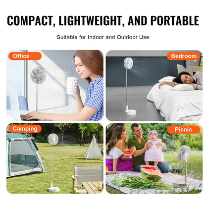 Compact 0.2m Foldable Oscillating Fan with Remote & 4 Speed Settings, USB Rechargeable