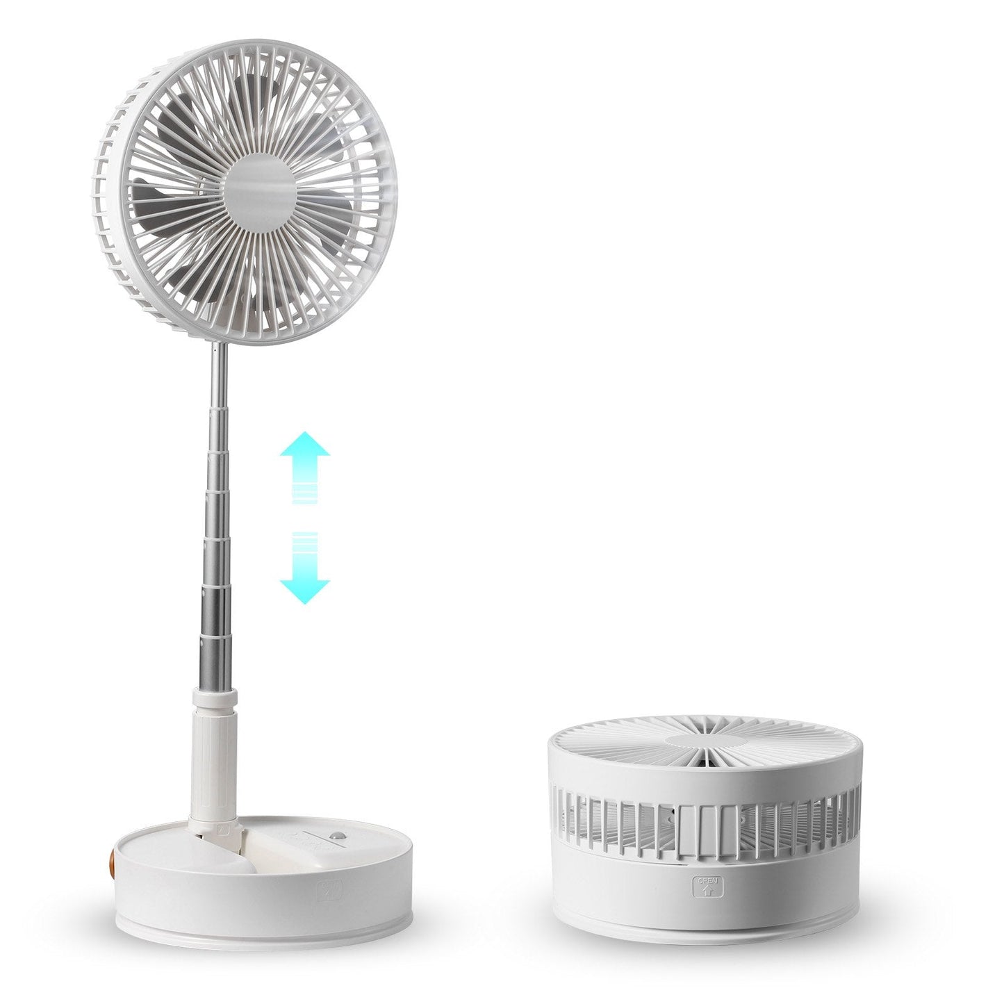 Compact 0.2m Foldable Oscillating Fan with Remote & 4 Speed Settings, USB Rechargeable