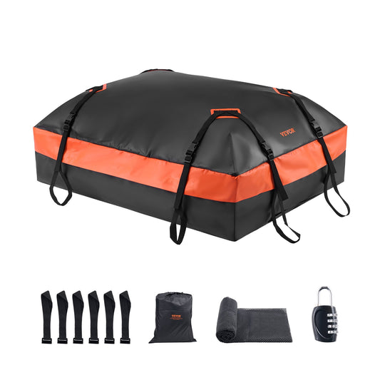 VEVOR Car Rooftop Cargo Carrier Bag 21 Cubic Feet Roof Cargo Carrier 840D PVC