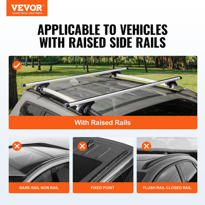 Universal Aluminum Roof Rack Crossbar with Lock, 3.2 kg Capacity, 1.37 m Length