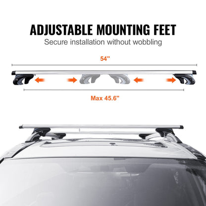 Universal Aluminum Roof Rack Crossbar with Lock, 3.2 kg Capacity, 1.37 m Length