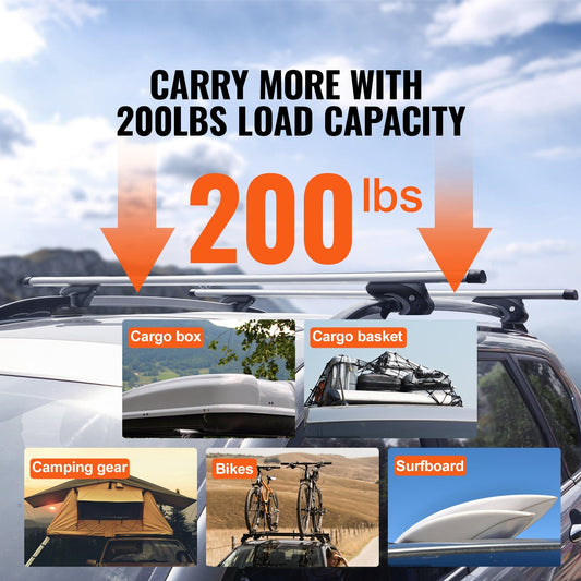 Universal Aluminum Roof Rack Crossbar with Lock, 3.2 kg Capacity, 1.37 m Length