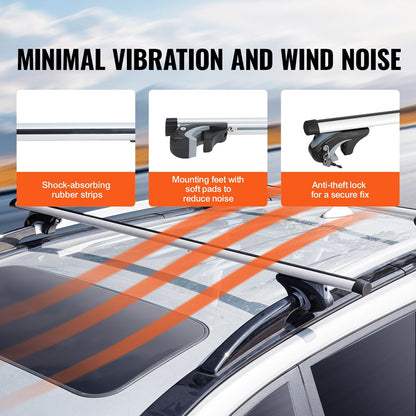 Universal Aluminum Roof Rack Crossbar with Lock, 3.2 kg Capacity, 1.37 m Length