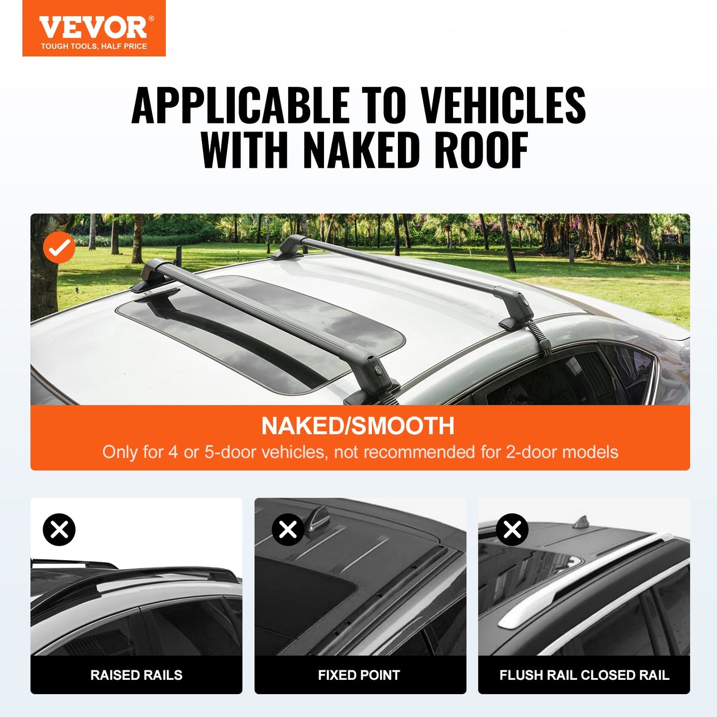 VEVOR Universal Roof Rack Crossbar for Naked Roof Vehicle Aluminum with Lock
