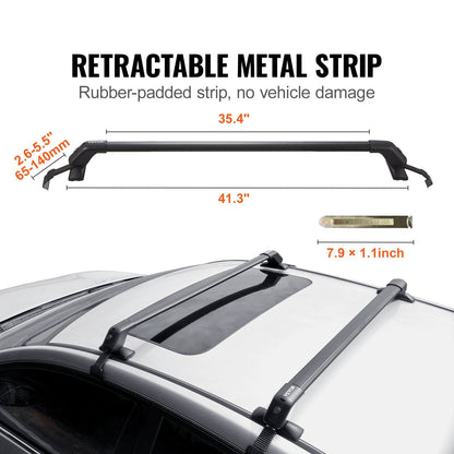 Aluminum Roof Rack Crossbar with Lock for Naked Roofs, 70 kg Capacity, 1.08 m
