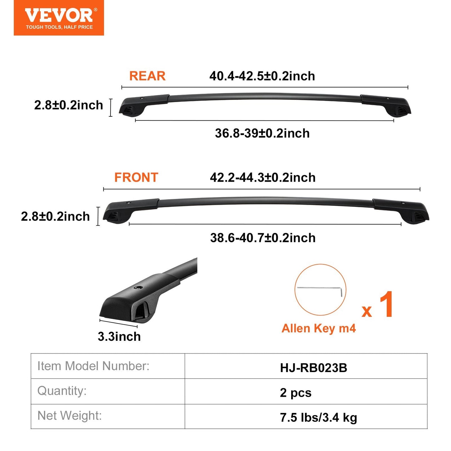 Aluminum Roof Rack Crossbars for Subaru Forester 2014-2022, 2pcs, 90kg Capacity