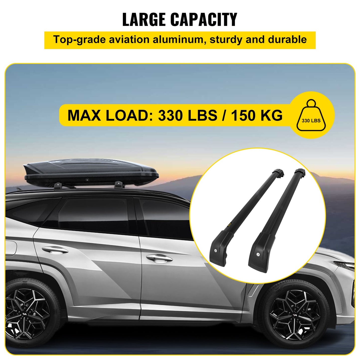 VEVOR Roof Rack Cross Bars for Hyundai Tucson 2016 2017 2018 2019 2021, 330LBS Capacity