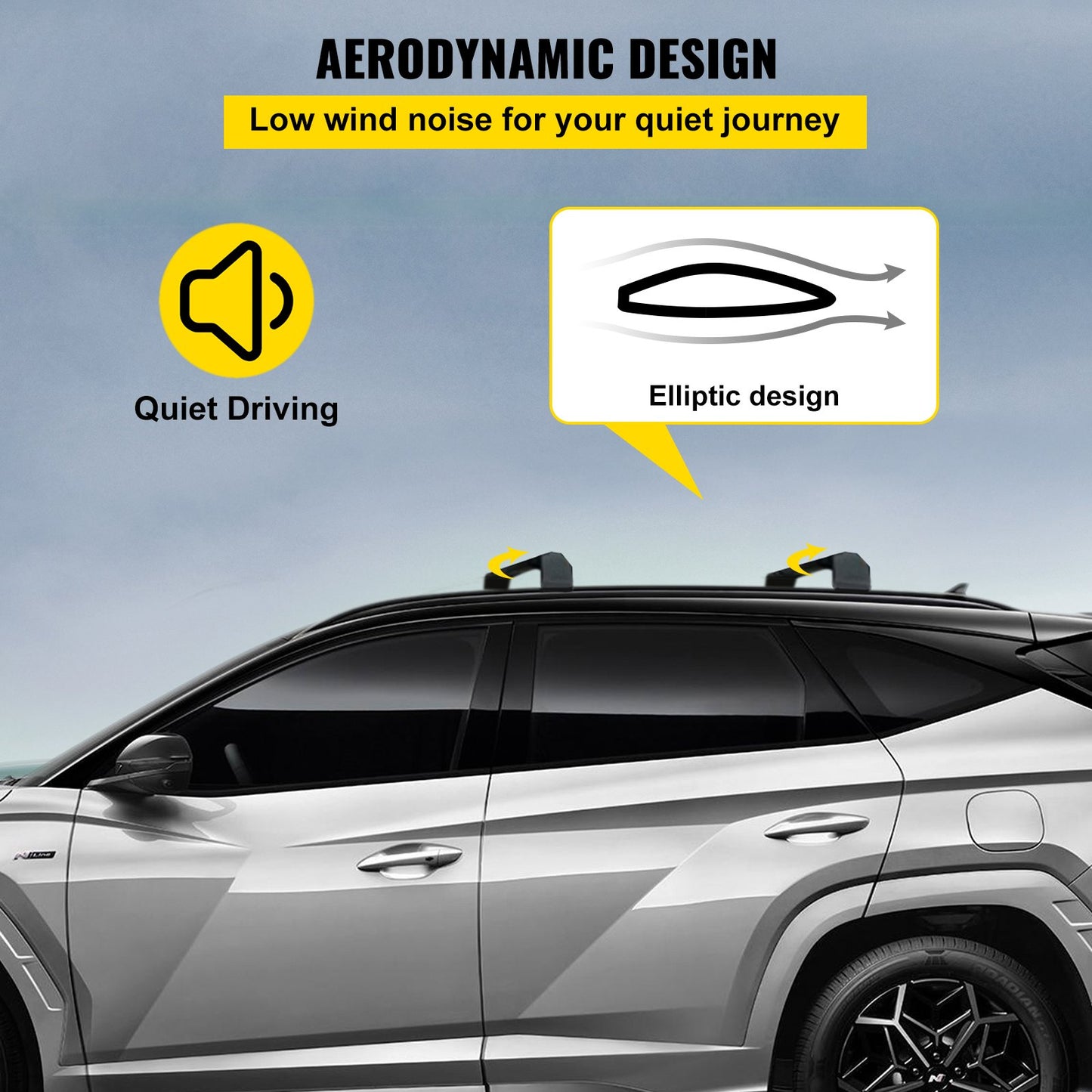 VEVOR Roof Rack Cross Bars for Hyundai Tucson 2016 2017 2018 2019 2021, 330LBS Capacity