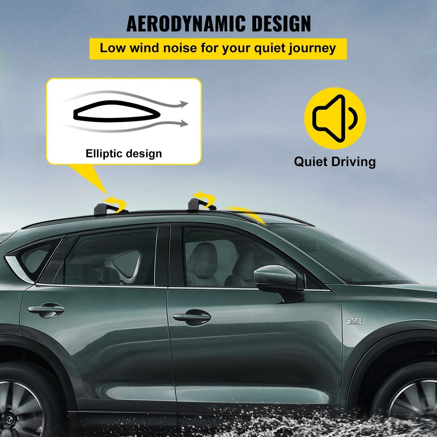 Mazda CX-5 Roof Rack 2017-2021, 4-Piece Set, 8.3 kg Load, Aluminum Alloy