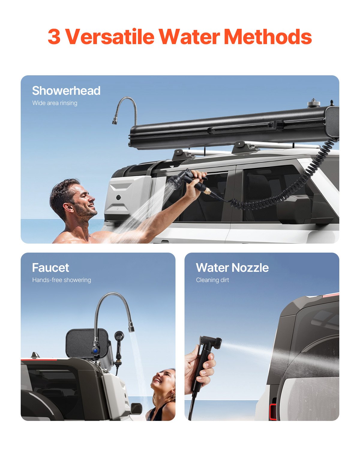 VEVOR 7 Gal Roof Rack Water Tank Portable Water Tank with Splash-Guard Panel