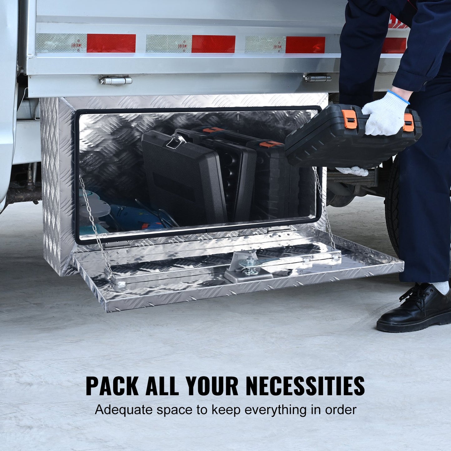 VEVOR Underbody Truck Box, 30"×14"×16" Pickup Storage Box, Heavy Duty Aluminum Diamond