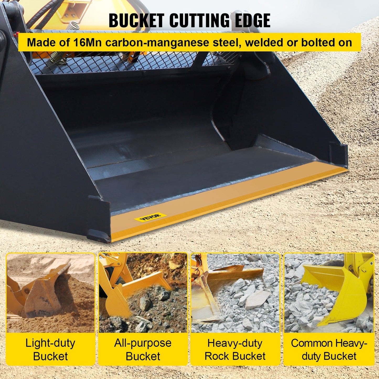 Heavy-Duty 16Mn Steel Loader Cutting Edge, 213x10x1.3 cm, Dual Install Methods