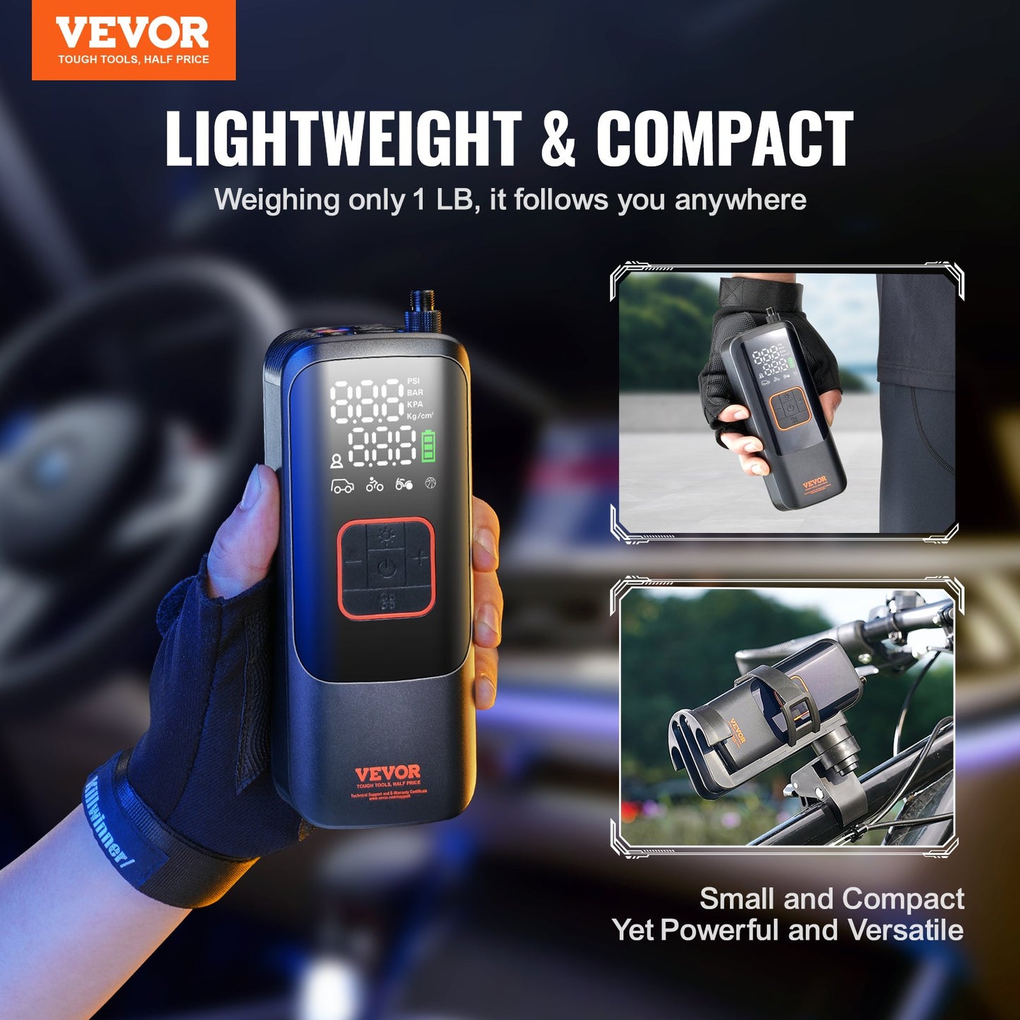 VEVOR Tire Inflator Portable Air Compressor, 150 PSI Electric Air Pump, 4000mAh