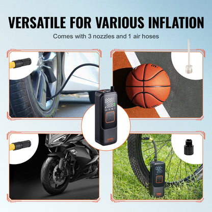 VEVOR Tire Inflator Portable Air Compressor, 150 PSI Electric Air Pump, 4000mAh