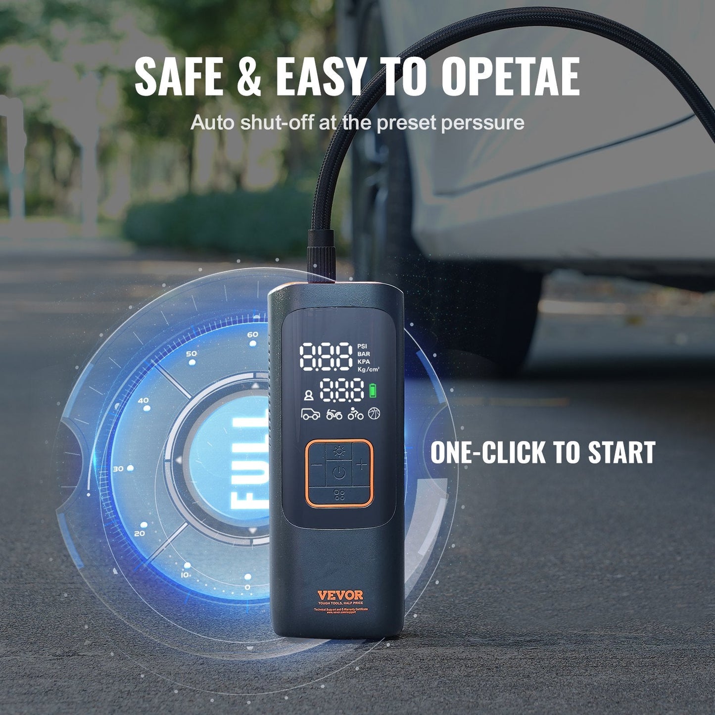 Portable 160PSI Smart Air Compressor with 7800mAh Battery & LCD Gauge