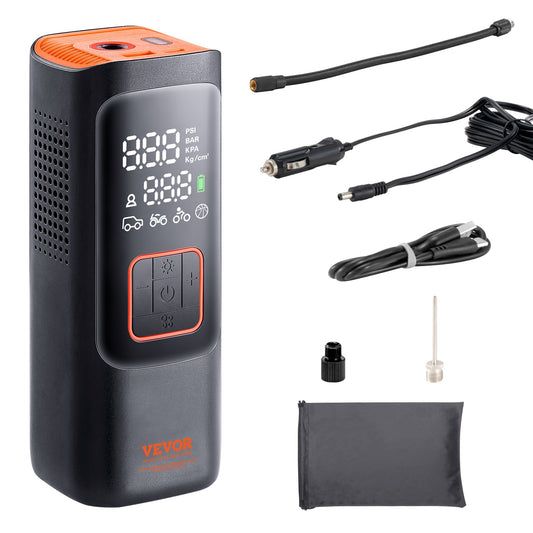 VEVOR Tire Inflator Portable Air Compressor, 7800mAh Battery Electric Air Pump,