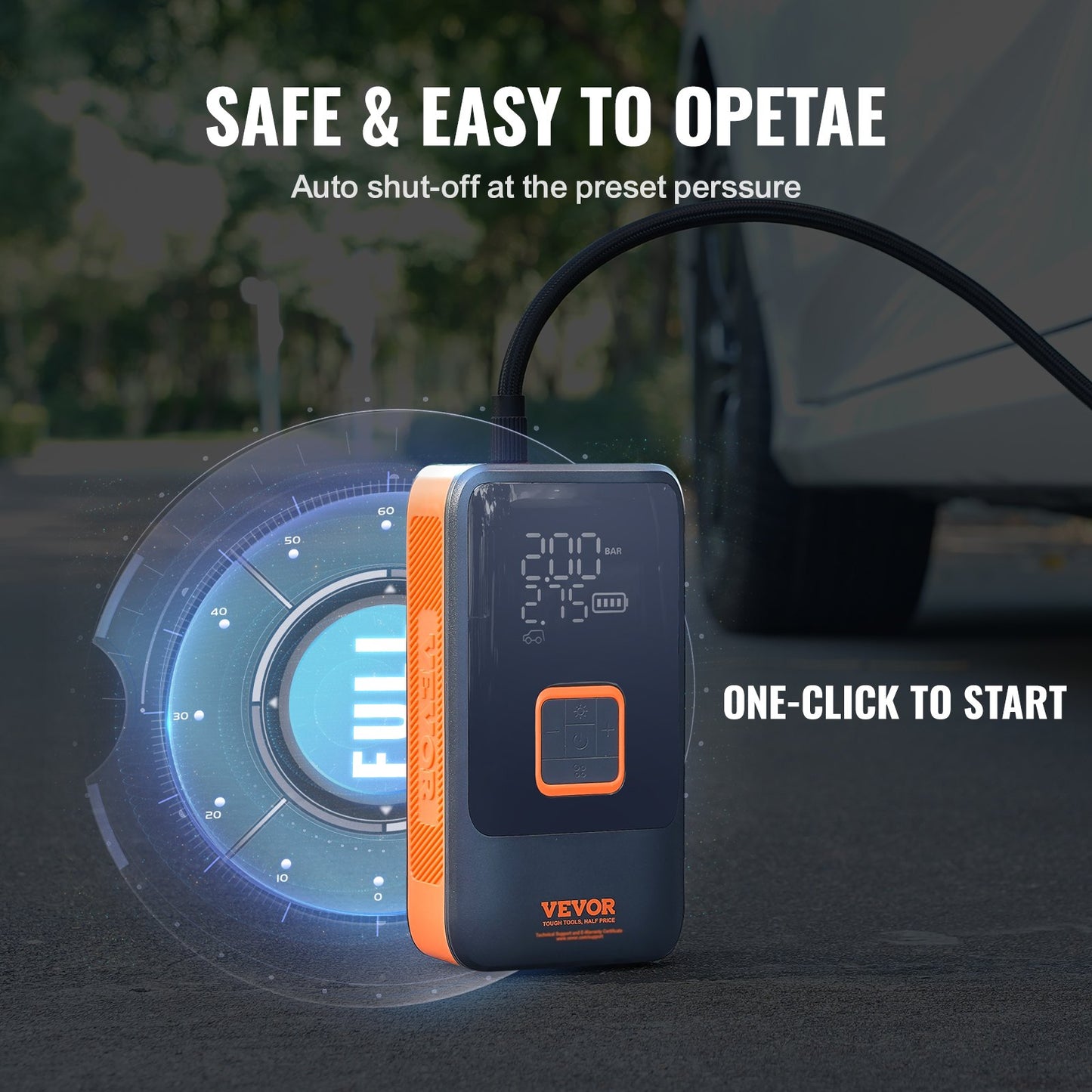 VEVOR Tire Inflator Portable Air Compressor, Dual-Cylinder & 12000mAh Rechargeable