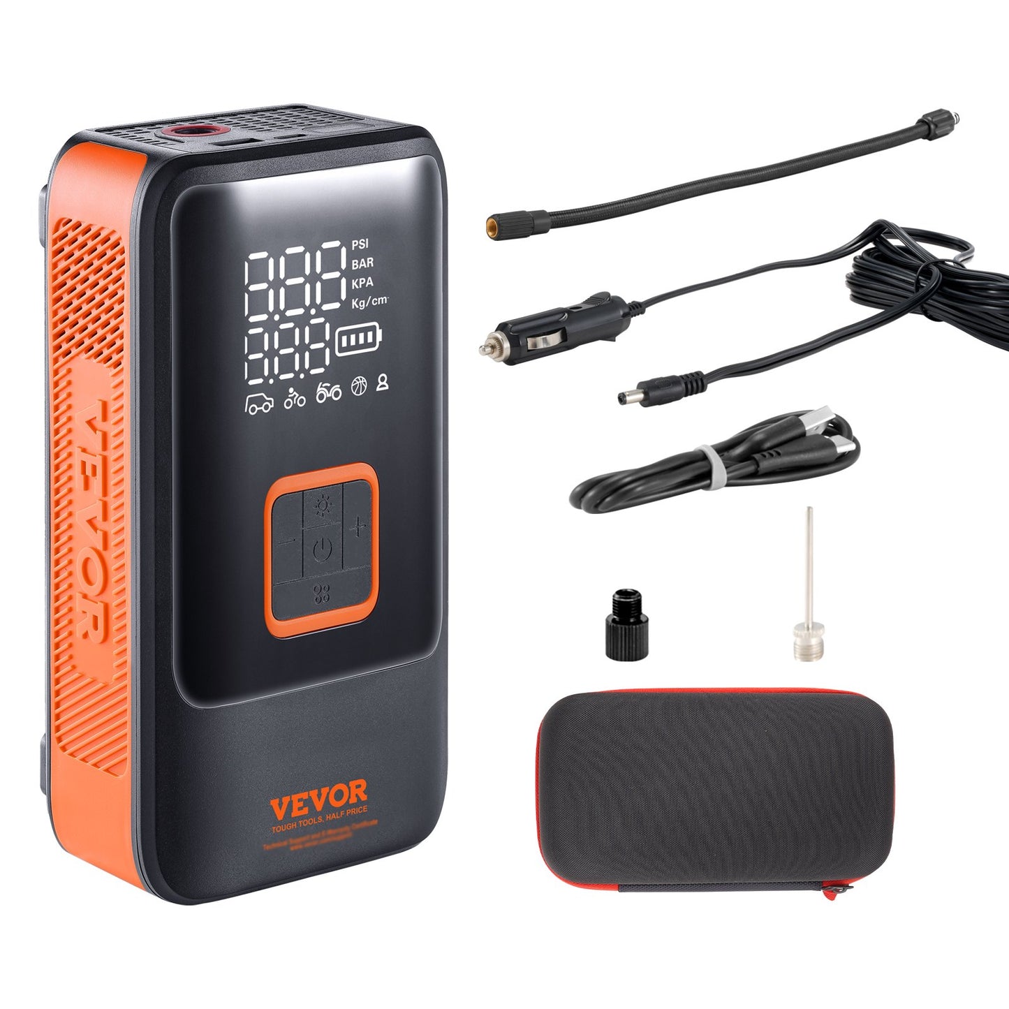 VEVOR Tire Inflator Portable Air Compressor, Dual-Cylinder & 12000mAh Rechargeable