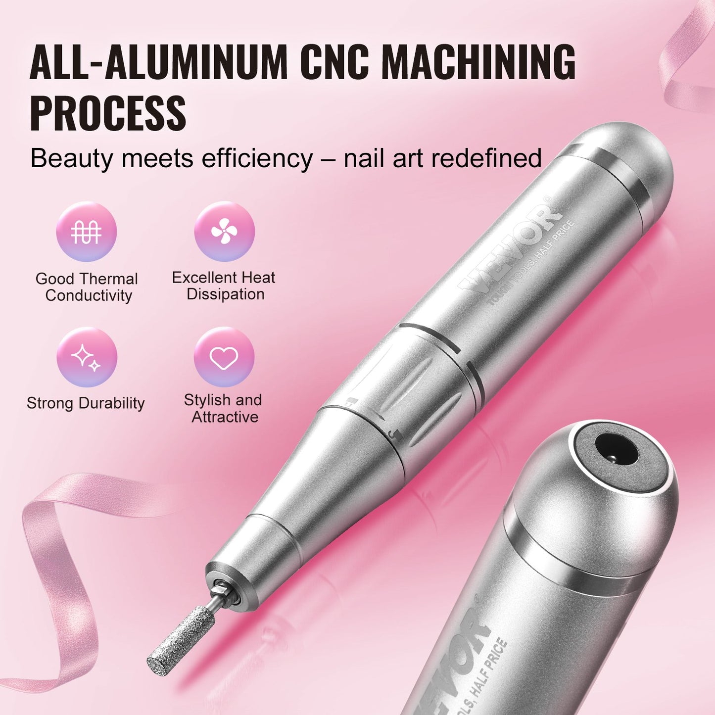 VEVOR Electric Rechargeable Nail Drill, 35,000RPM Portable Cordless Nail E File