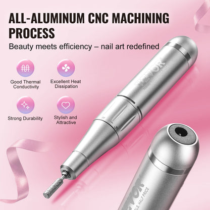 VEVOR Electric Rechargeable Nail Drill, 35,000RPM Portable Cordless Nail E File