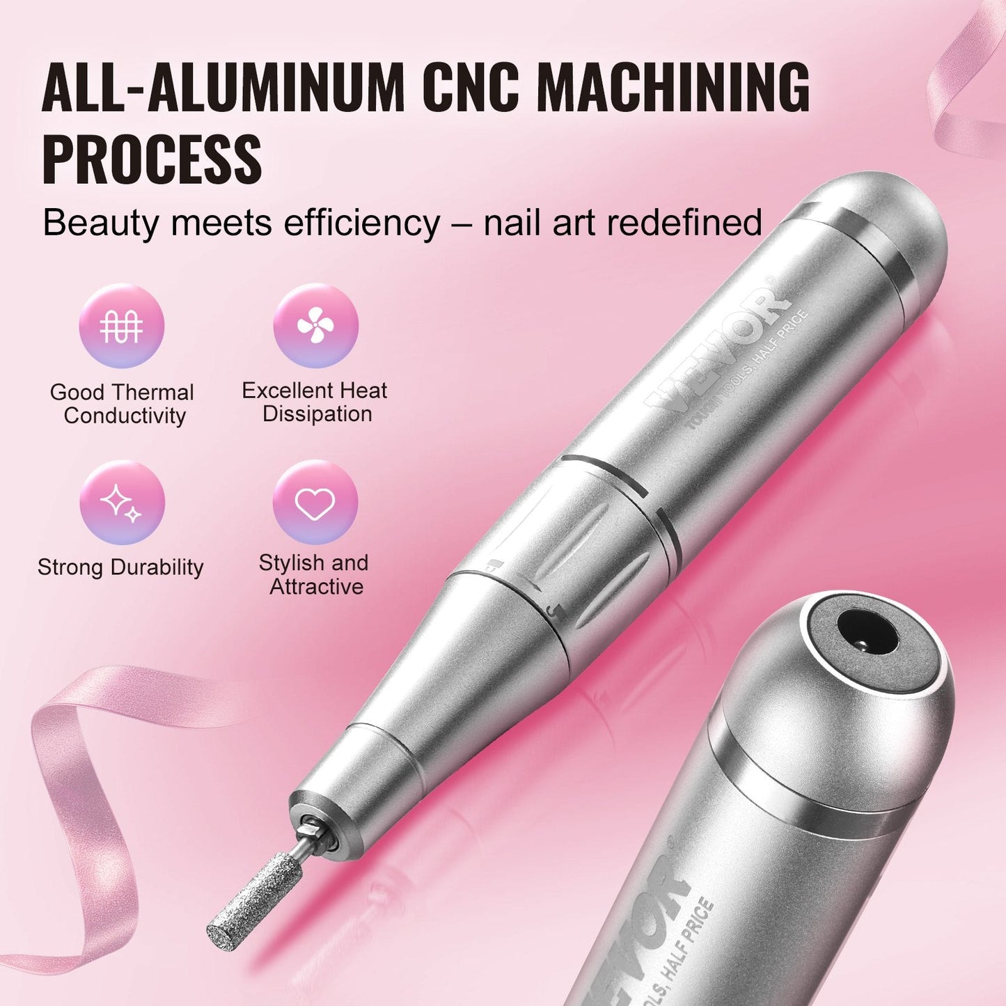 Portable Cordless Nail Drill, 35,000 RPM, LED Display, 0.39 kg, 0.13 m