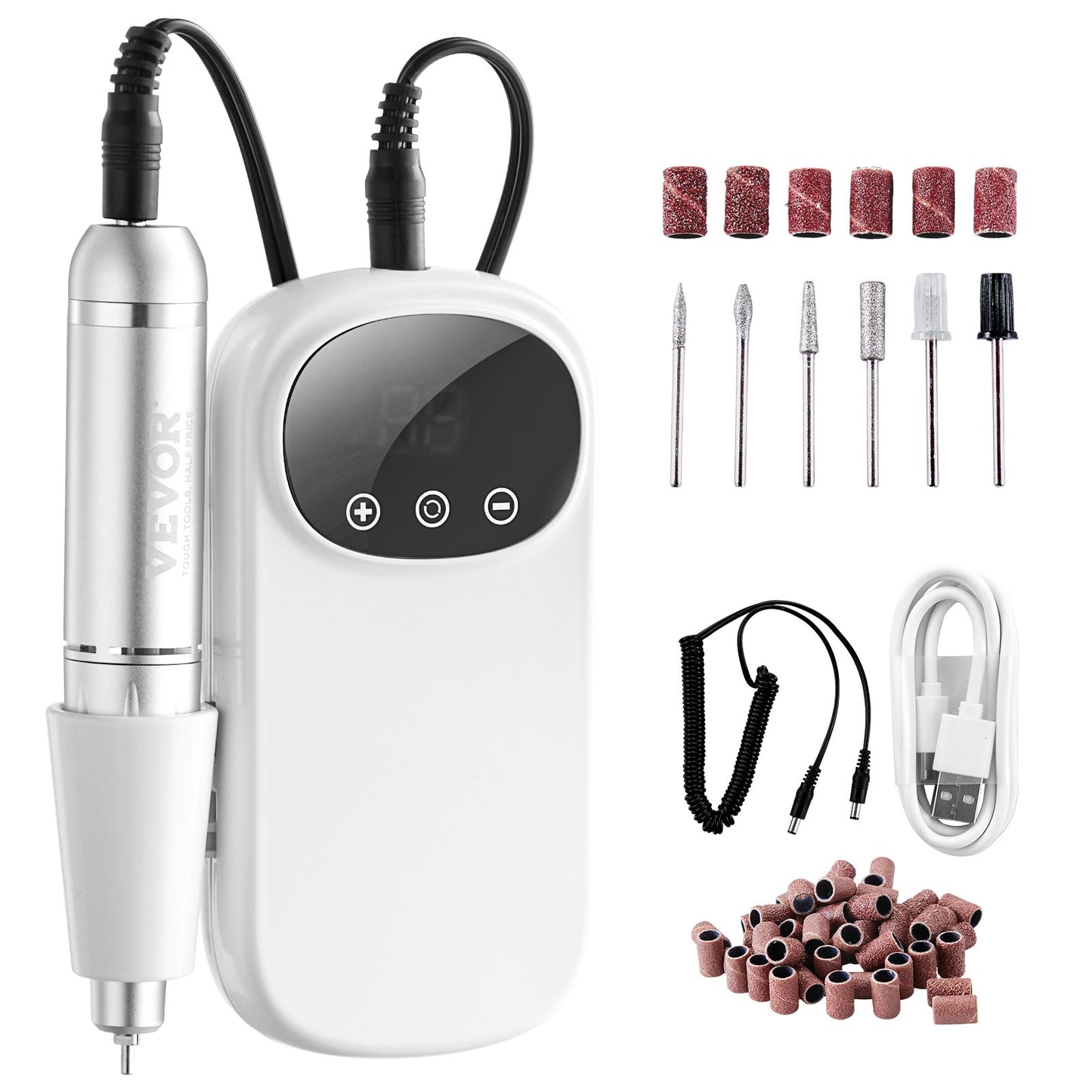 VEVOR Electric Rechargeable Nail Drill, 35,000RPM Portable Cordless Nail E File