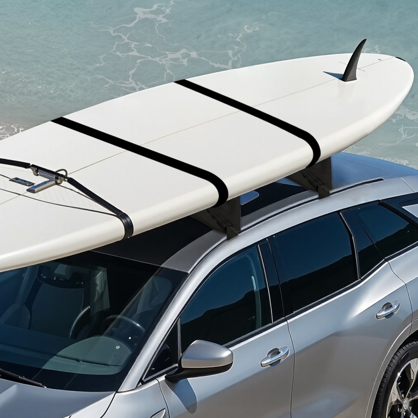 Inflatable Soft Roof Rack Bars, 37.6-Inch Universal Car Roof Rack Pads, 88LBS Loading Luggage Kayak Carrier with 2 Tie-Down Straps & Ropes, Hand Air Pump, Storage Bag for Canoes Surfboards SUPs