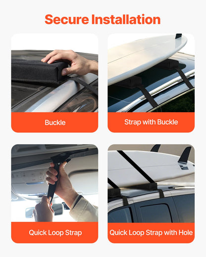 VEVOR Soft Roof Rack Pads 15.5in 176lbs Load Capacity for Kayak Canoe Surfboard