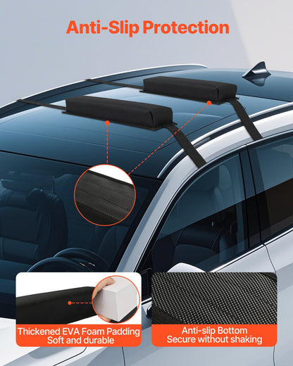 VEVOR Soft Roof Rack Pads 15.5in 176lbs Load Capacity for Kayak Canoe Surfboard