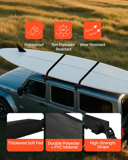 VEVOR Soft Roof Rack Pads 15.5in 176lbs Load Capacity for Kayak Canoe Surfboard