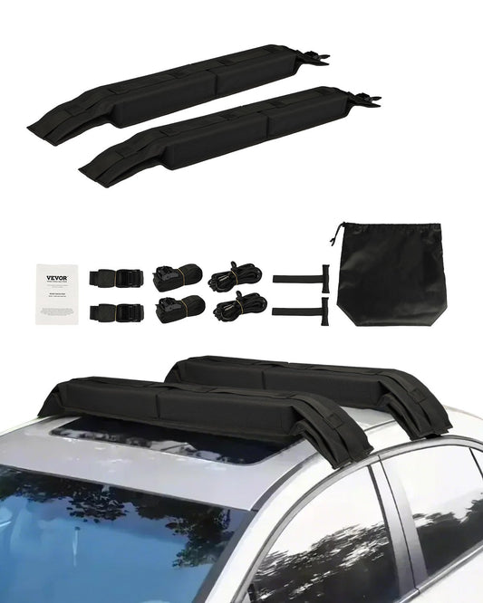 VEVOR Soft Roof Rack Pads, 31.5" Universal Car Roof Rack Pad, 176LBS Load Capacity Luggage Kayak Carrier with 4 Tie-Down Straps,  2 Quick Loop Straps & Storage Bag for SUP Canoe Snowboard Paddle Board