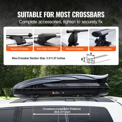 Rooftop Cargo Box 340L for SUVs & Cars, 1.78m, Dual Side Access, 75kg Capacity