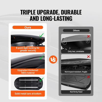 Rooftop Cargo Box 340L for SUVs & Cars, 1.78m, Dual Side Access, 75kg Capacity