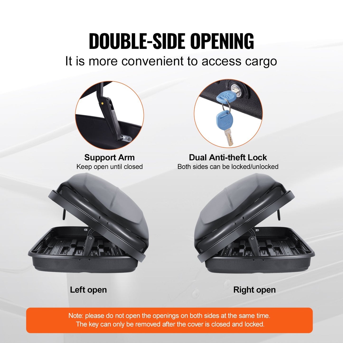 Universal 220L Rooftop Cargo Box for SUVs, Dual Side Opening, Anti-Theft Lock