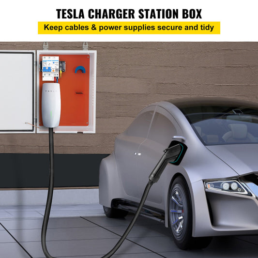Charging Station Enclosure for Tesla, Dimensions 28'' x 20'' x 10'', Outdoor Wire Management Box, IP32 Rated for Water and Dust Resistance, Constructed from Durable Cool Roll Steel, Suitable for Tesla Wall Connector