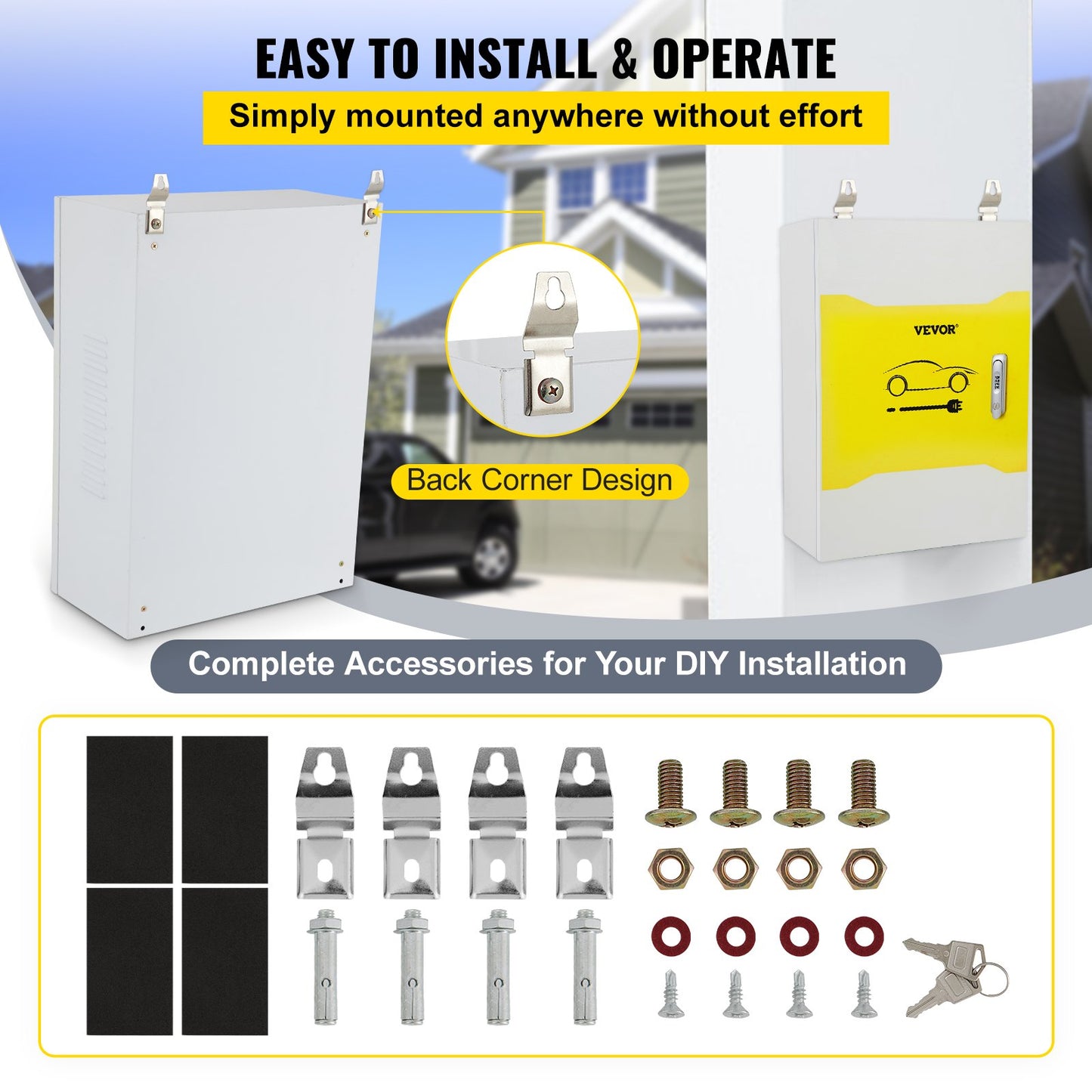 Charging Station Enclosure for Tesla, Dimensions 28'' x 20'' x 10'', Outdoor Wire Management Box, IP32 Rated for Water and Dust Resistance, Constructed from Durable Cool Roll Steel, Suitable for Tesla Wall Connector