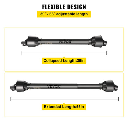 PTO Shaft, 1-3/8” PTO Drive Shaft, 6 Spline End Round End PTO Driveline Shaft, Series 4 Tractor PTO Shaft, 1-1.4 m Brush Hog PTO Shaft, Black PTO Shaft for Bush Hog/Finish Mower/Rotary Cutter