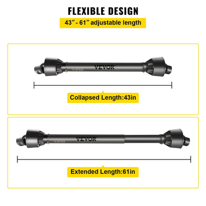 Heavy-Duty PTO Drive Shaft 1-3/8" Spline, 1.1-1.55m Adjustable Length