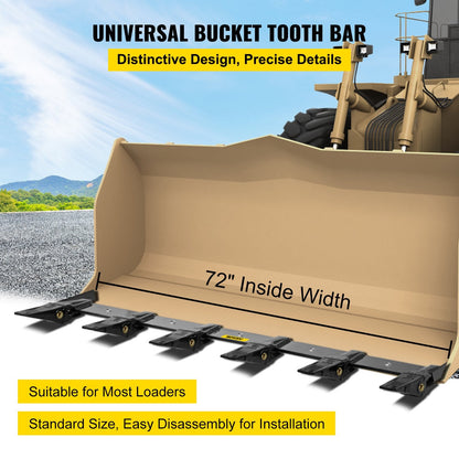 Tractor Bucket Tooth Bar, 1.52 m Length, 6 Teeth, 250 mm Spacing, Alloy Steel