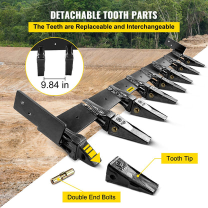 Tractor Bucket Tooth Bar, 1.83 m Length, 8 Teeth, 250 mm Spacing, Alloy Steel