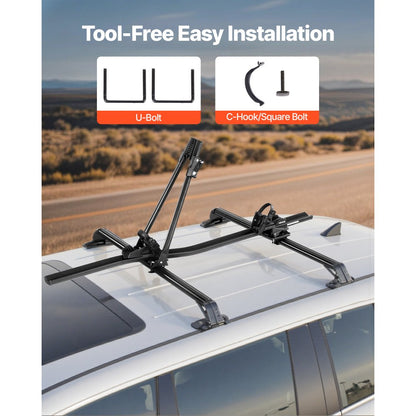 Roof Top Bike Rack Heavy Duty Car Bicycle Upright Mount Rack with Lock