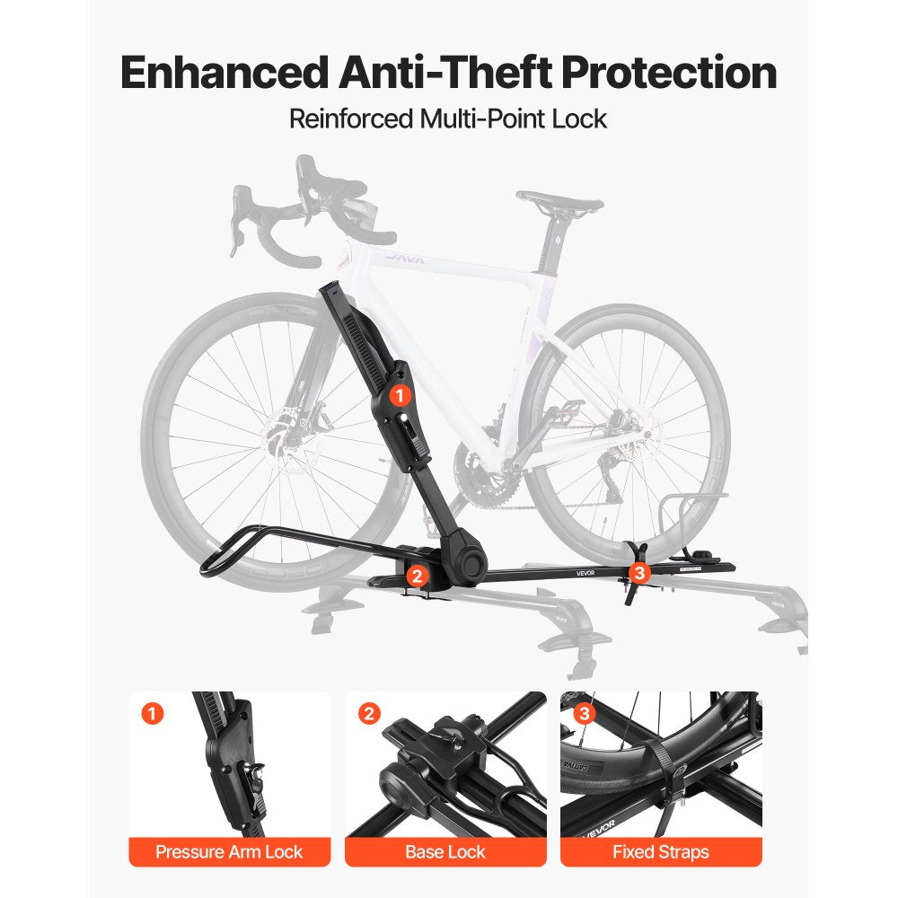 Folding Roof Top Bike Rack Heavy Duty Car Bicycle Upright Mount Rack Lock