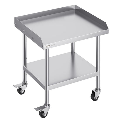 Stainless Steel Commercial Prep Table with Wheels, 0.61 x 0.71 x 0.76 m