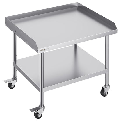Stainless Steel Commercial Food Prep Table with Wheels, 0.76 x 0.91 x 0.76 m